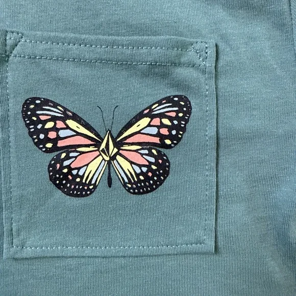 Volcom Juniors Cropped T-shirt with Butterfly Yin Yang Design Green Size S (7/8) - Picture 5 of 7